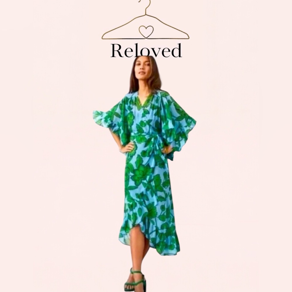 CAbi Green and Blue High Low Dress